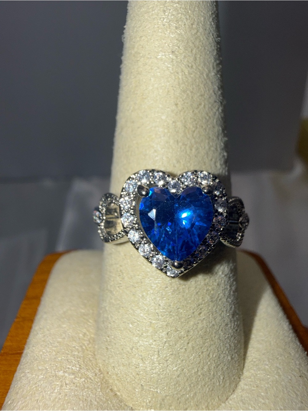 9.5 18K Gold Dipped Blue Sapphire Cubic Zirconia Heart Infinity Ring